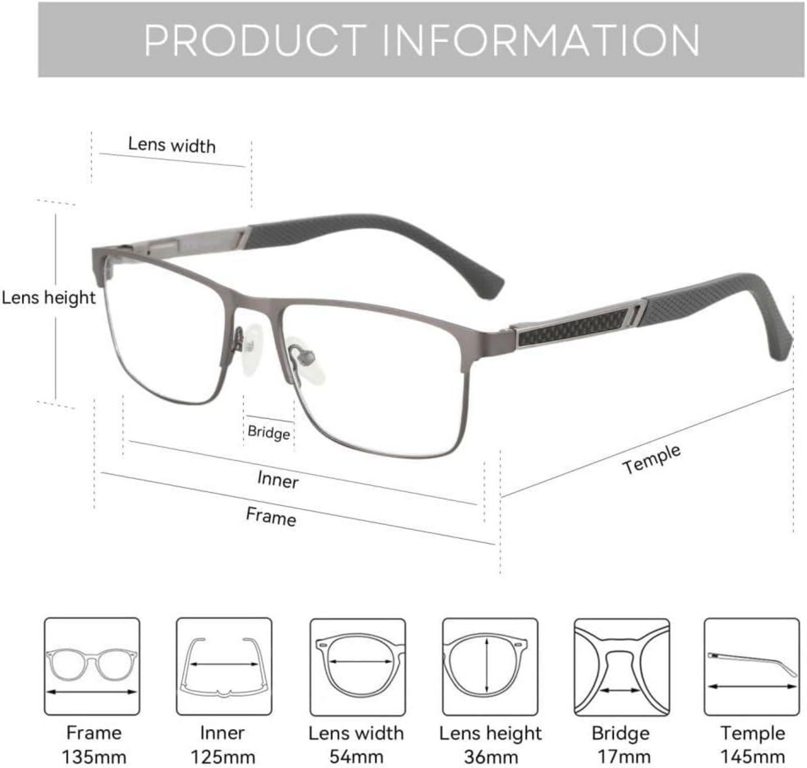 Herren Lesebrille Blaulichtfilter Metallgestell Sportbrille