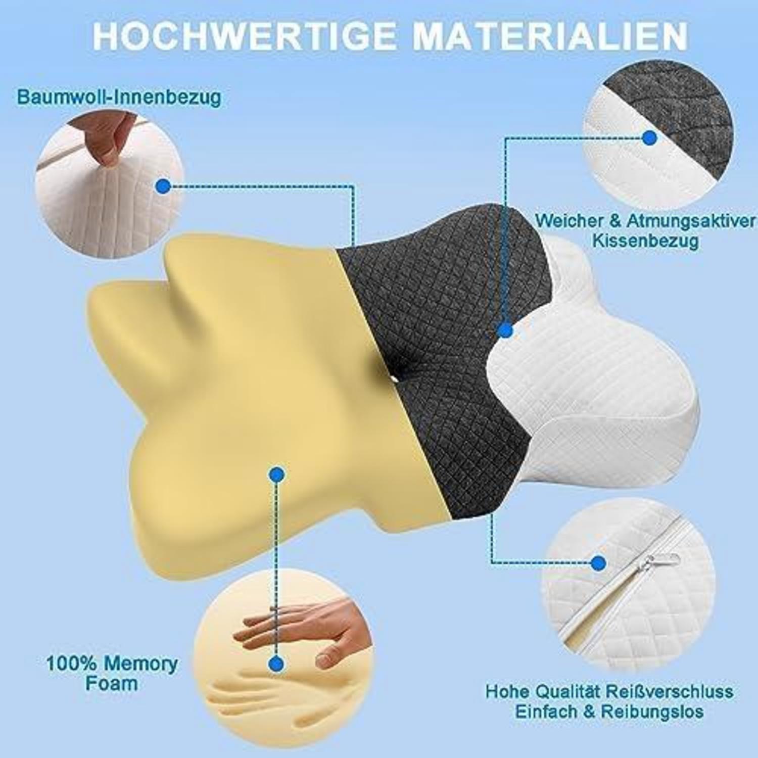 Orthopädisches Nackenstützkissen Memory-Schaum Ergonomisch 38x65cm