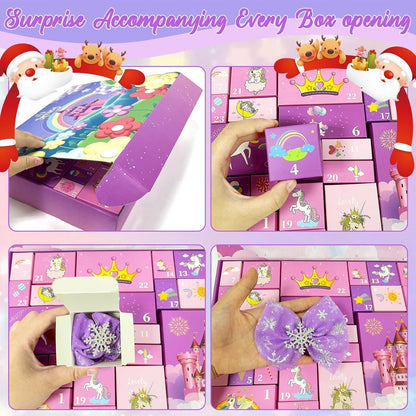 Adventskalender Mädchen 2024 Einhorn Haarschmuck 24 Tage