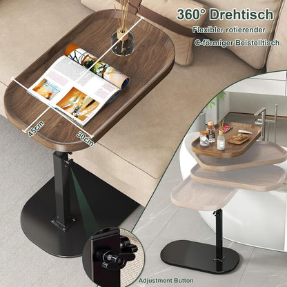 Beistelltisch C Form Höhenverstellbar Couchtisch Wohnzimmer Holz