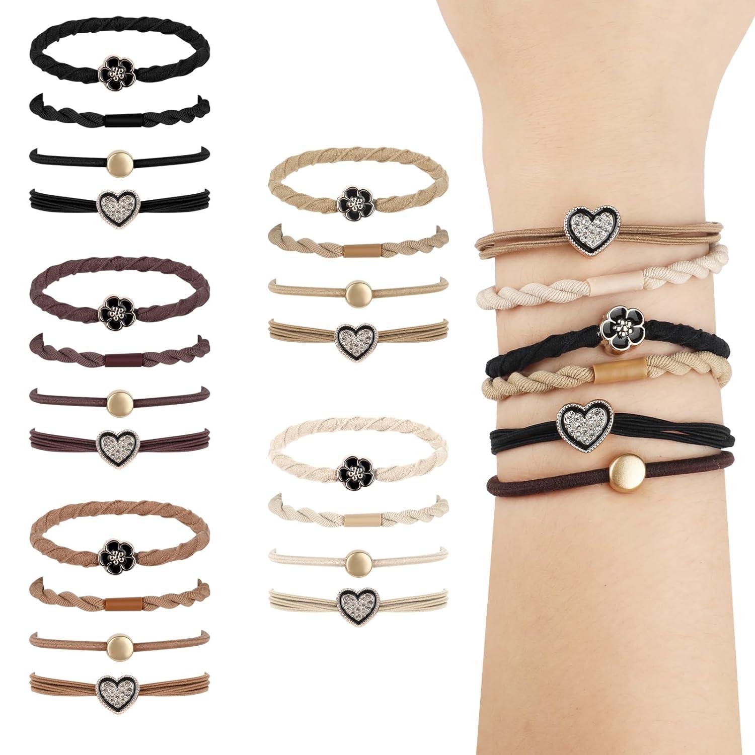 Boho Haargummis Damen 20 Stück Geflochten Stretch Scrunchie Stirnband