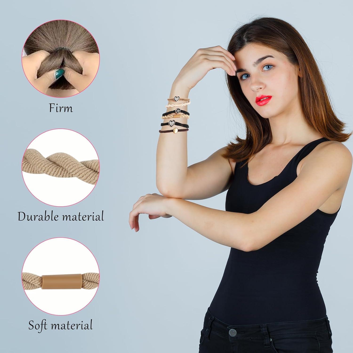 20er Set Boho Haargummis Damen - Geflochtene Stretch Haarbänder - Haarschmuck Scrunchies