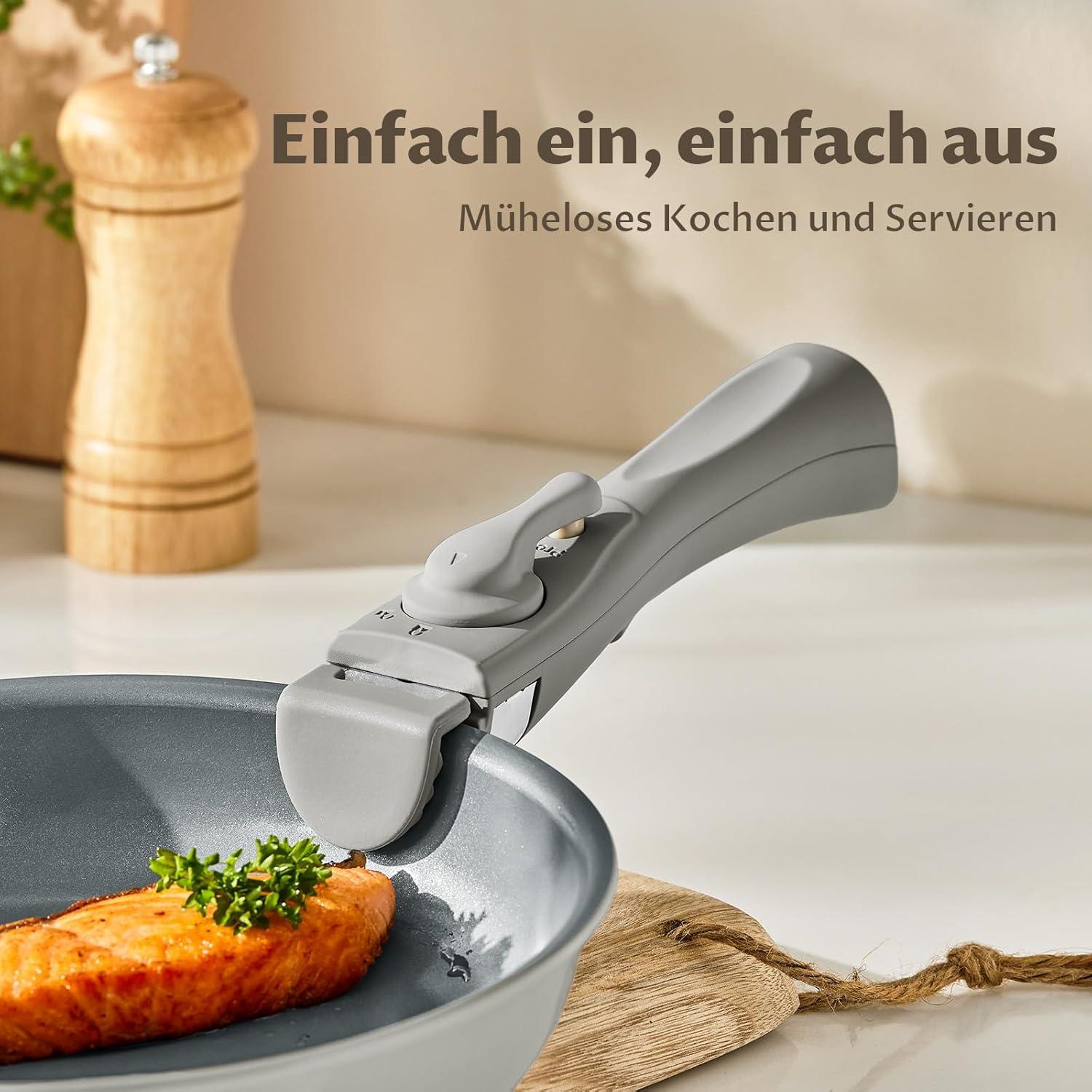 BLAZANT Pfannenset 7 tlg abnehmbarer Griff Induktion 20 24 28 cm Antihaft-Keramikbeschichtung