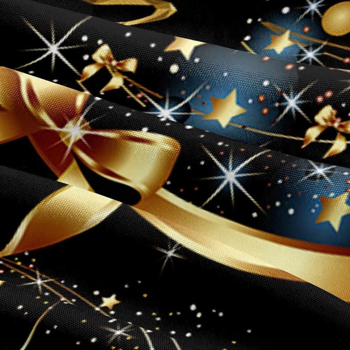 Weihnachts Bettwäsche Set 135x200 - Schwarz Gold Blau 4-teilig