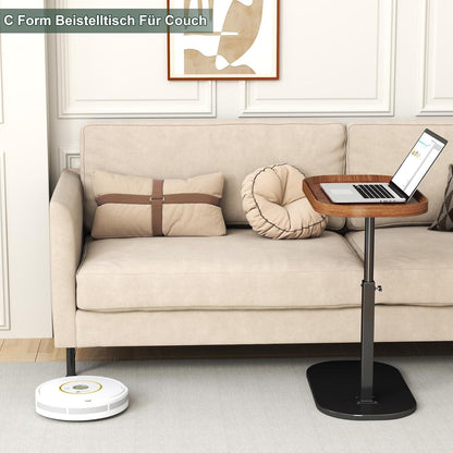 Beistelltisch C Form Höhenverstellbar Holz Modern 360° Drehbar Sofa