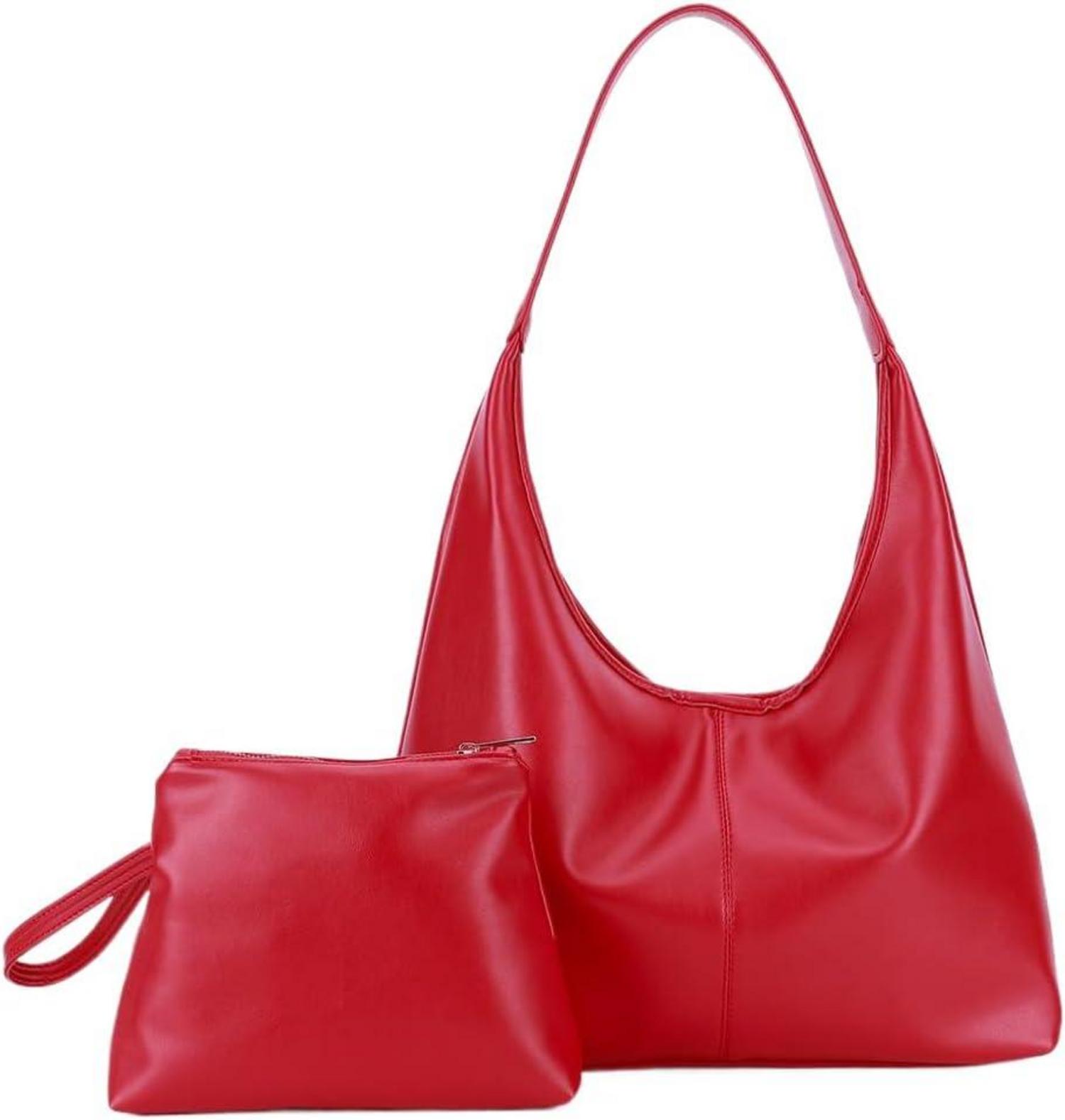 Weiche Leder Damen Handtasche Tote Bag Schultertasche rot