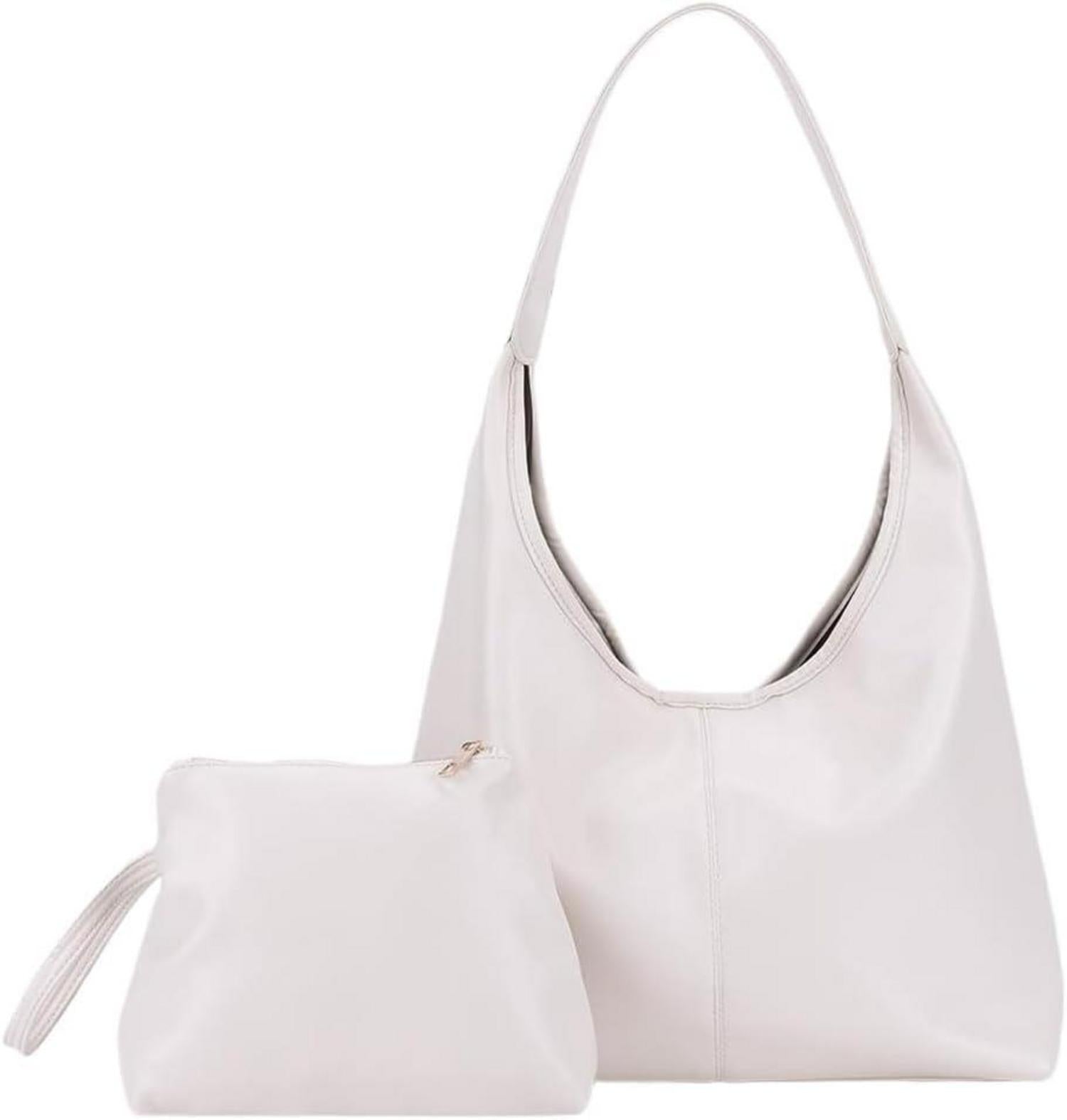 Große Weiche Leder Handtasche mit Geldbörse Beige