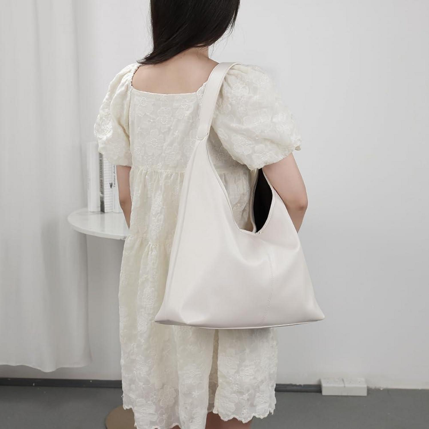 Große Weiche Leder Handtasche mit Geldbörse Beige