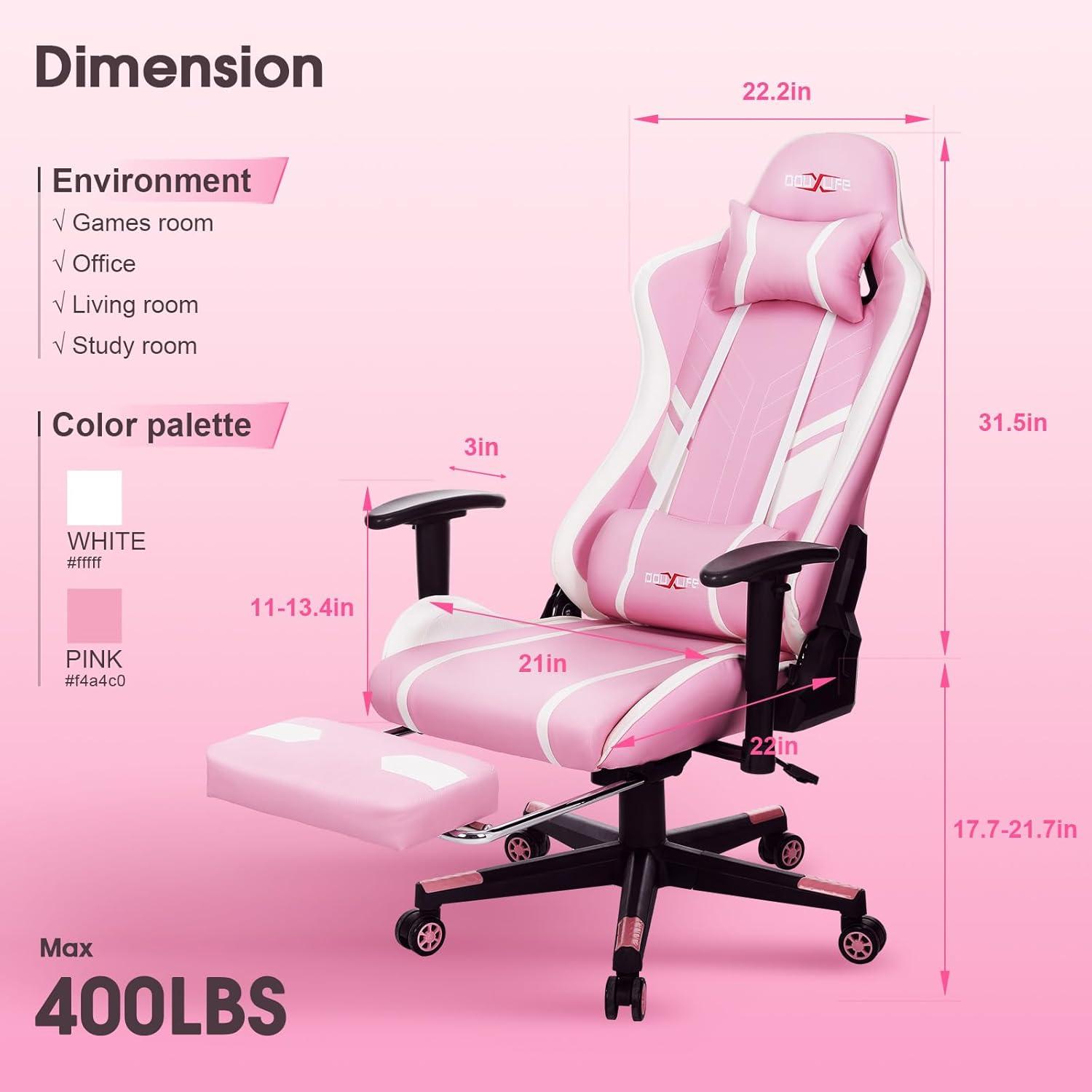 Massage Gaming Stuhl mit Fußstütze & 180KG Traglast