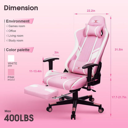 Massage Gaming Stuhl mit Fußstütze & 180KG Traglast