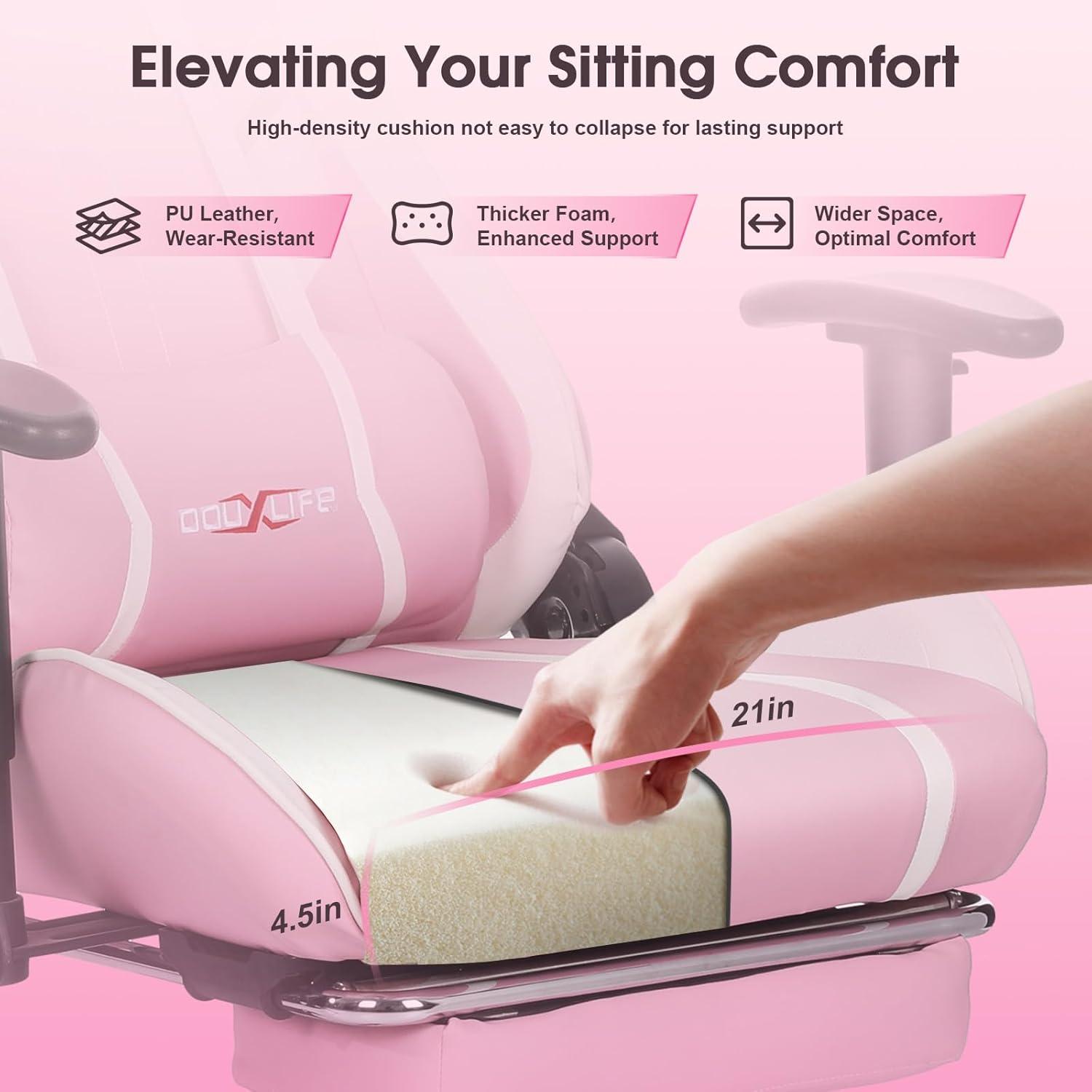 Gaming Stuhl mit 7 Punkt Massage Fußstütze Ergonomisch 180KG