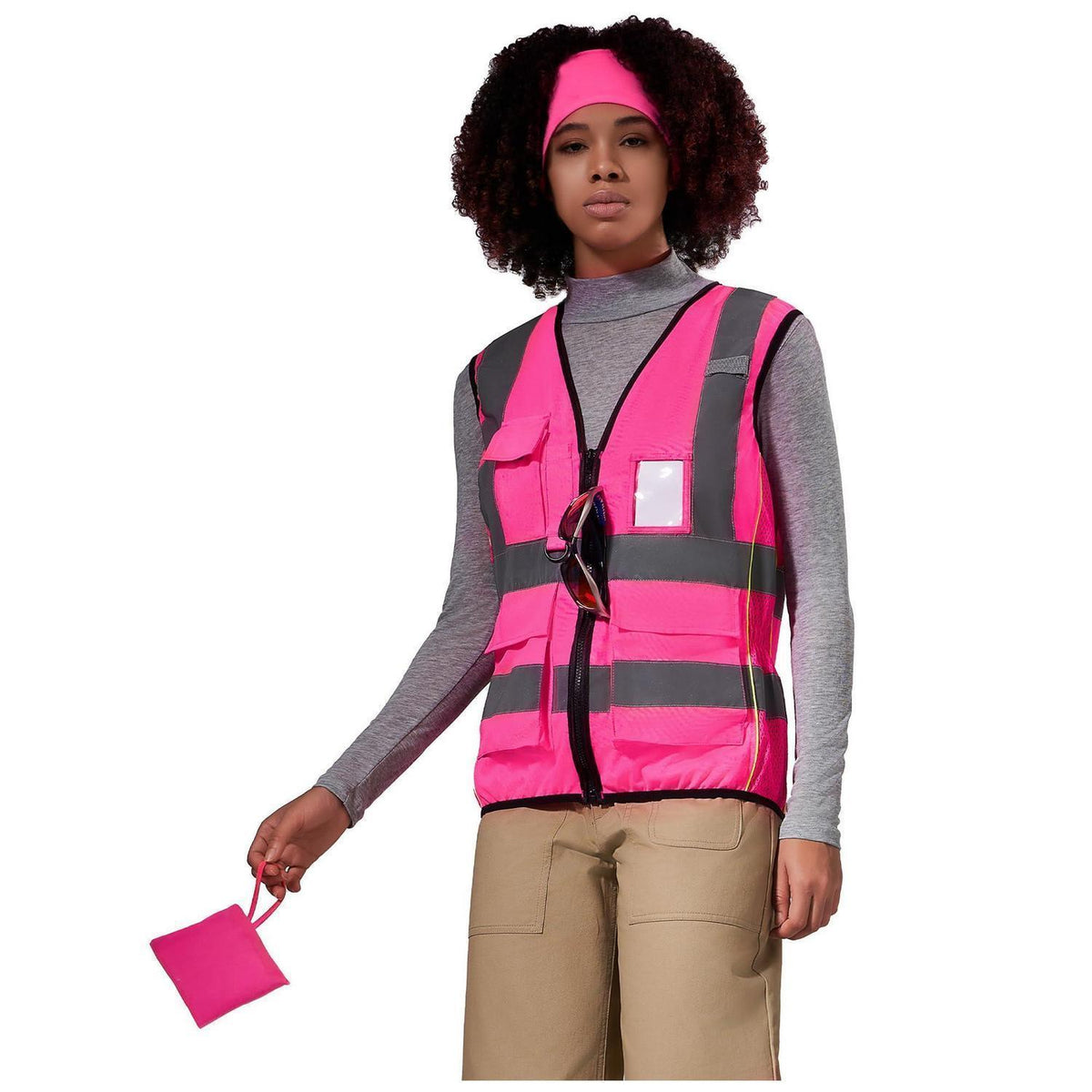 Arbeitsweste Damen Rosa mit Reißverschluss und Taschen