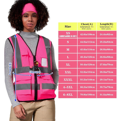 Arbeitsweste Damen Rosa mit Reißverschluss und Taschen
