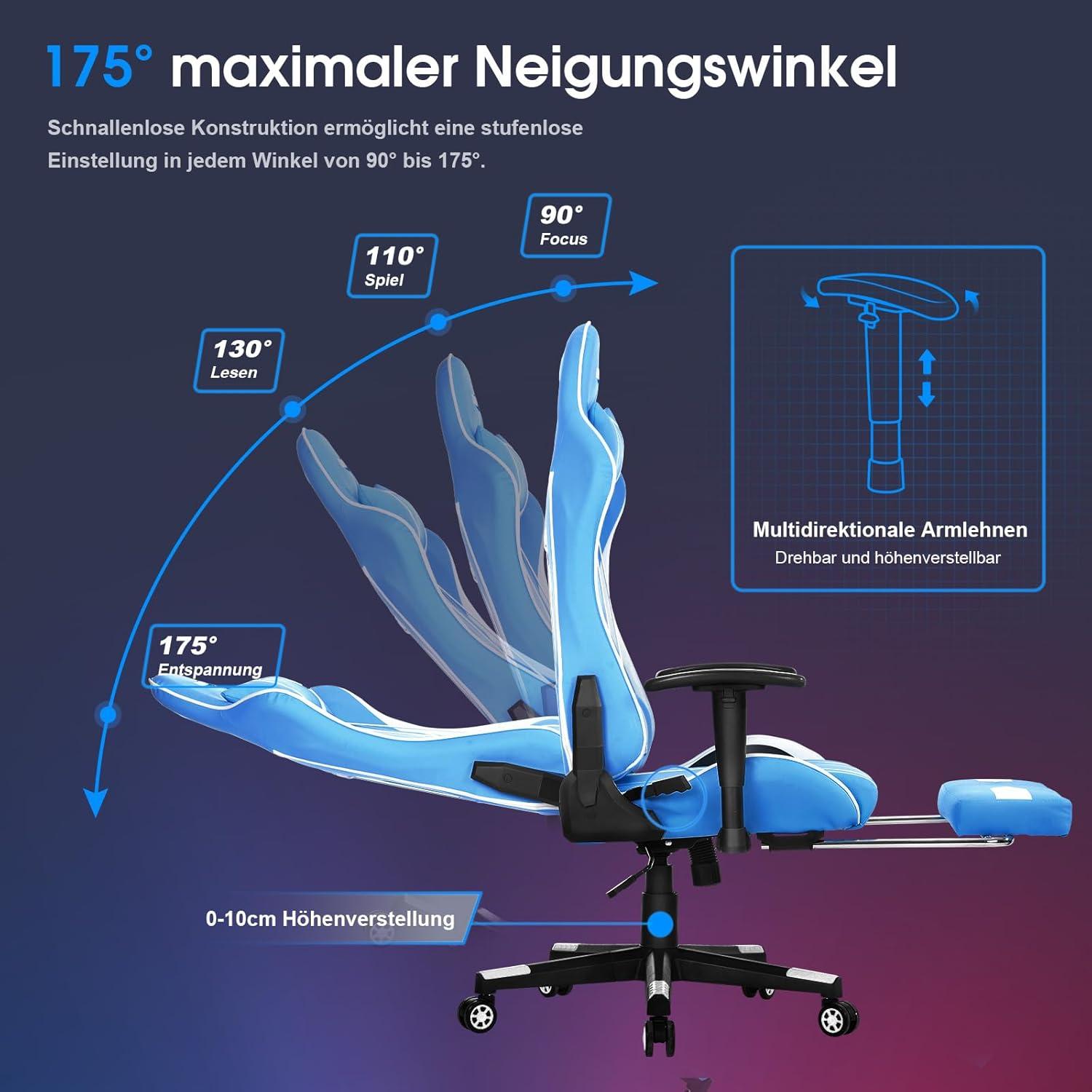 Ergonomischer Gaming Stuhl mit 7 Punkt Massage und