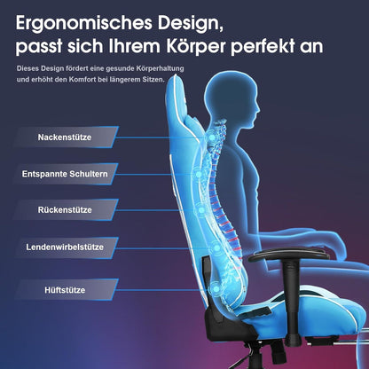 Ergonomischer Gaming Stuhl mit 7 Punkt Massage und