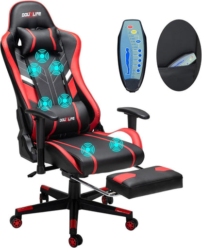 Gaming Stuhl mit 7-Punkt Massage Fußstütze 180KG Ergonomischer