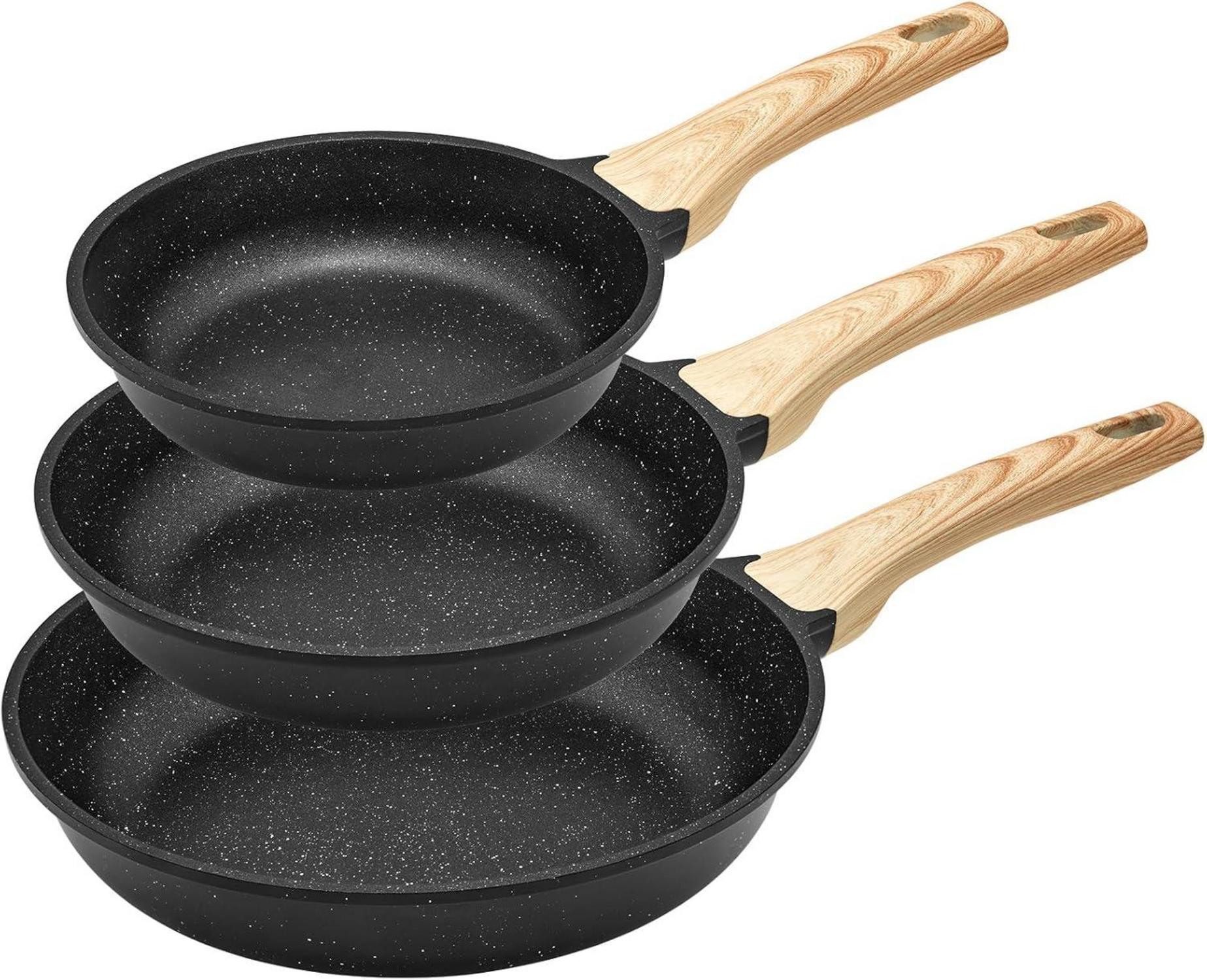 BLAZANT Pfannen-Set Induktion 20 24 28 cm Antihaft Granitpfanne