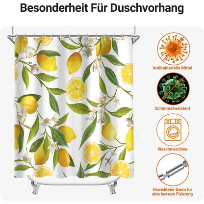 Duschvorhang Zitrone Blatt 120x200cm, wasserabweisend & waschbar