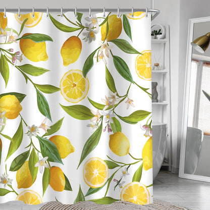 Duschvorhang Zitrone Blatt 150x200cm Wasserabweisend 8 Ösen