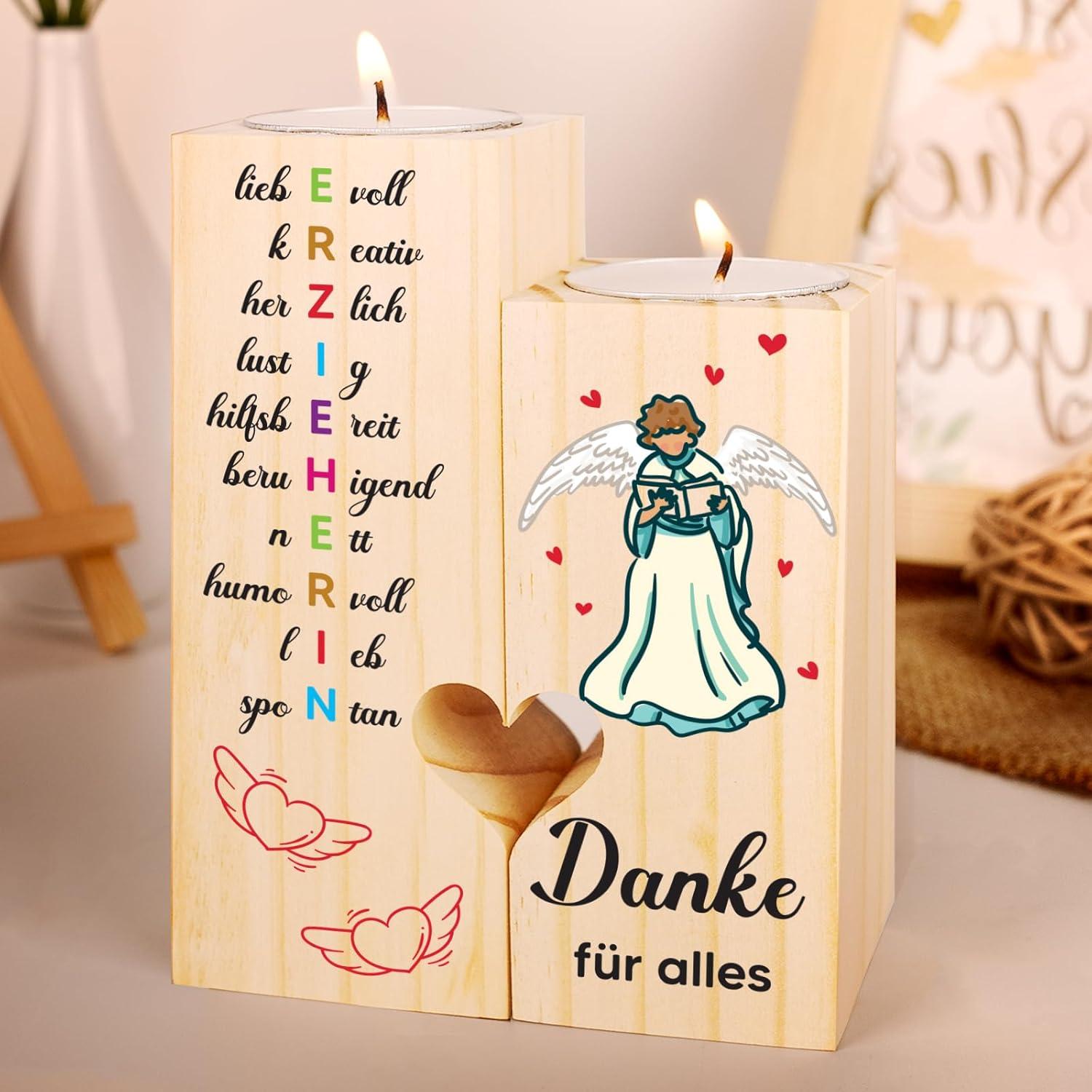 Abschiedsgeschenk Erzieherin Kerzenständer Herz Dankbarkeit
