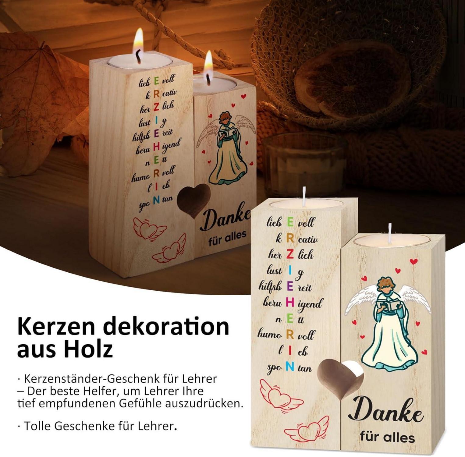 Abschiedsgeschenk Erzieherin Kerzenständer Herz Dankbarkeit