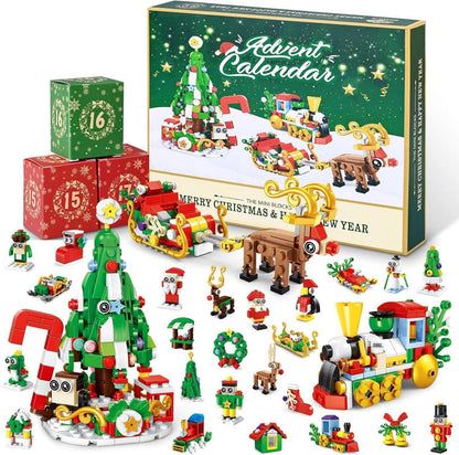 Weihnachts-Adventskalender Bausteine 12-in-1 604 Teile mit Spielzeug