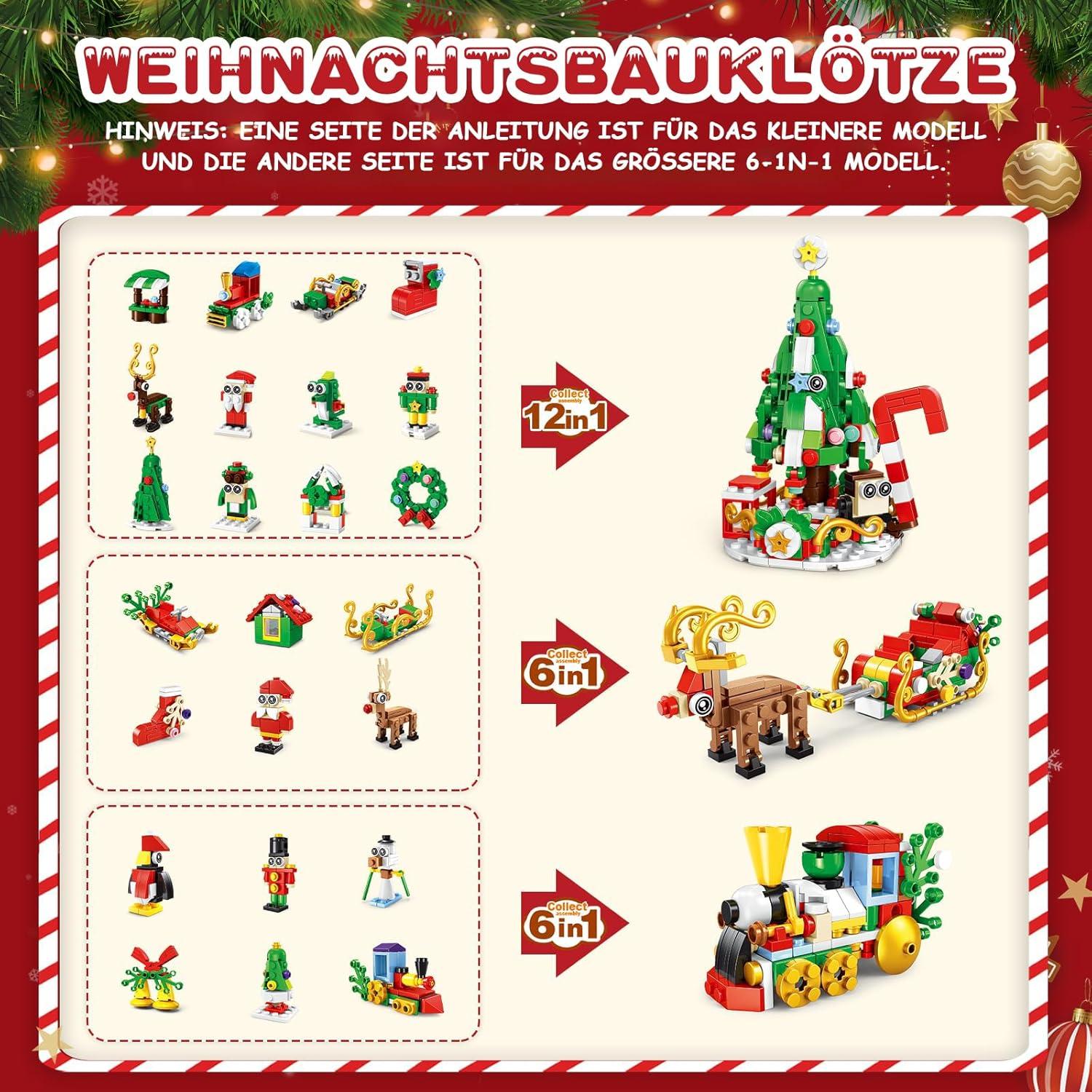 Evolyline Adventskalender 2024 Weihnachten Bausteine 12-in-1