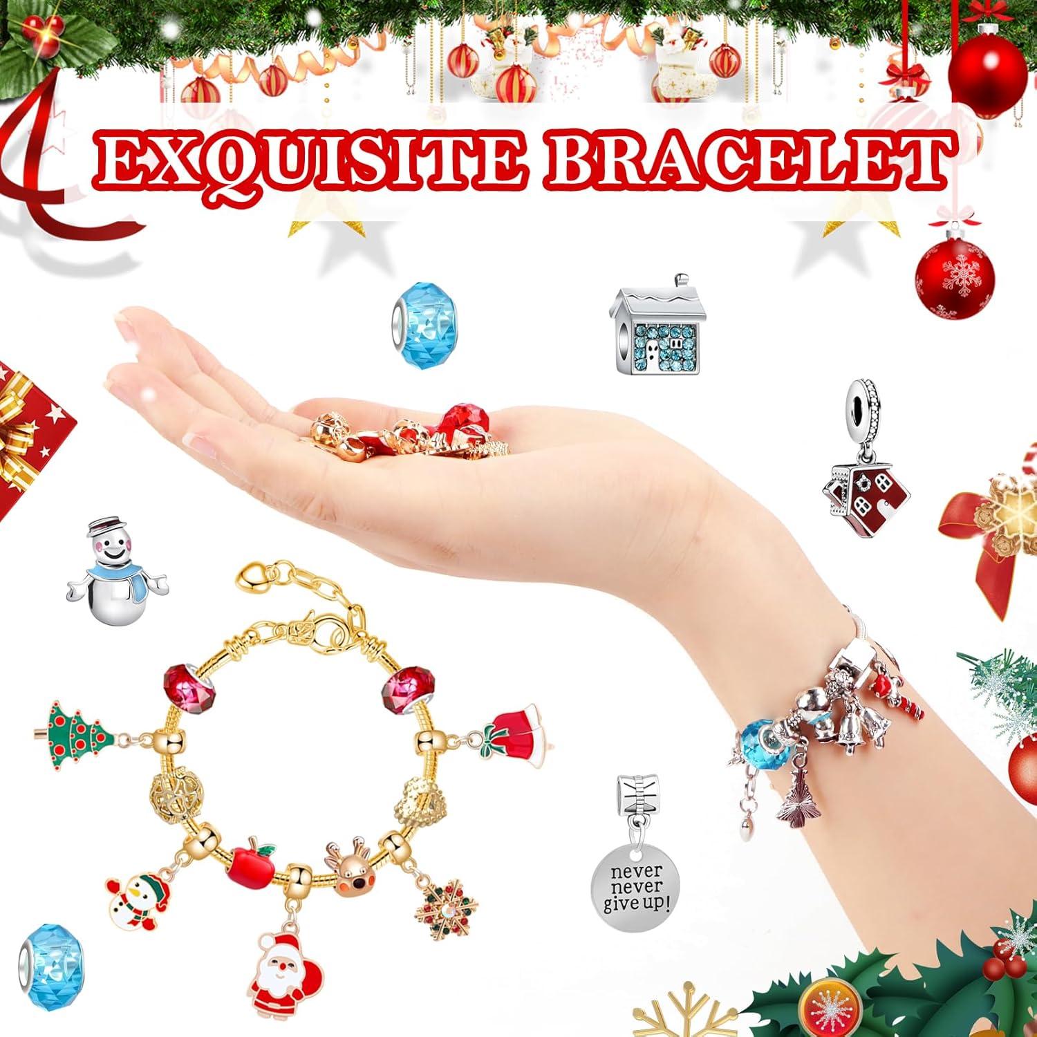 Adventskalender Mädchen 2024 Schmuck-24 Tage DIY-Perlen Armband