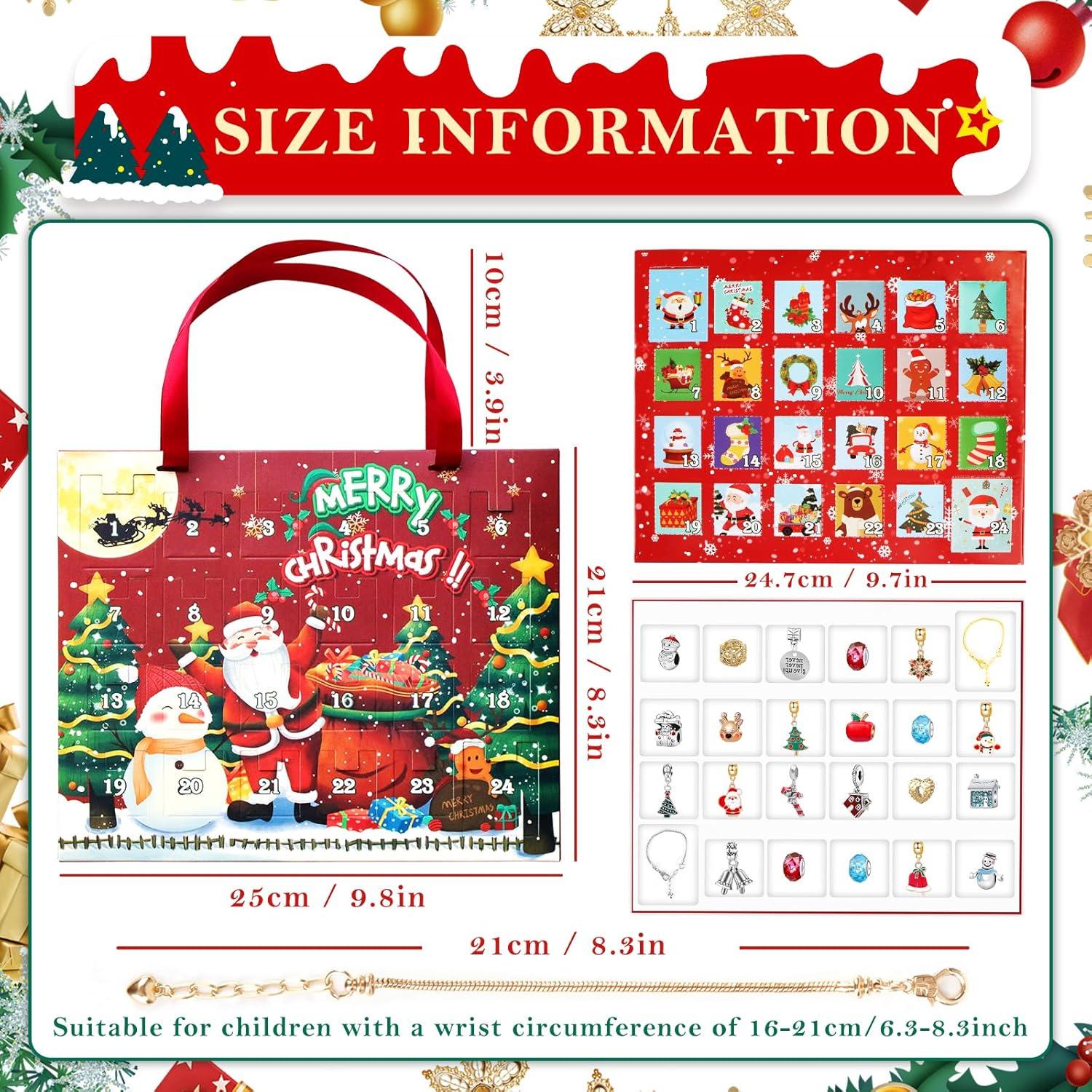 Adventskalender Mädchen 2024 Schmuck Armband Set Weihnachtskalender 22 Perlen