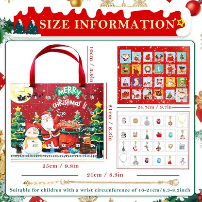 Adventskalender Mädchen 2024 Schmuck Armband Set Weihnachtskalender 22 Perlen