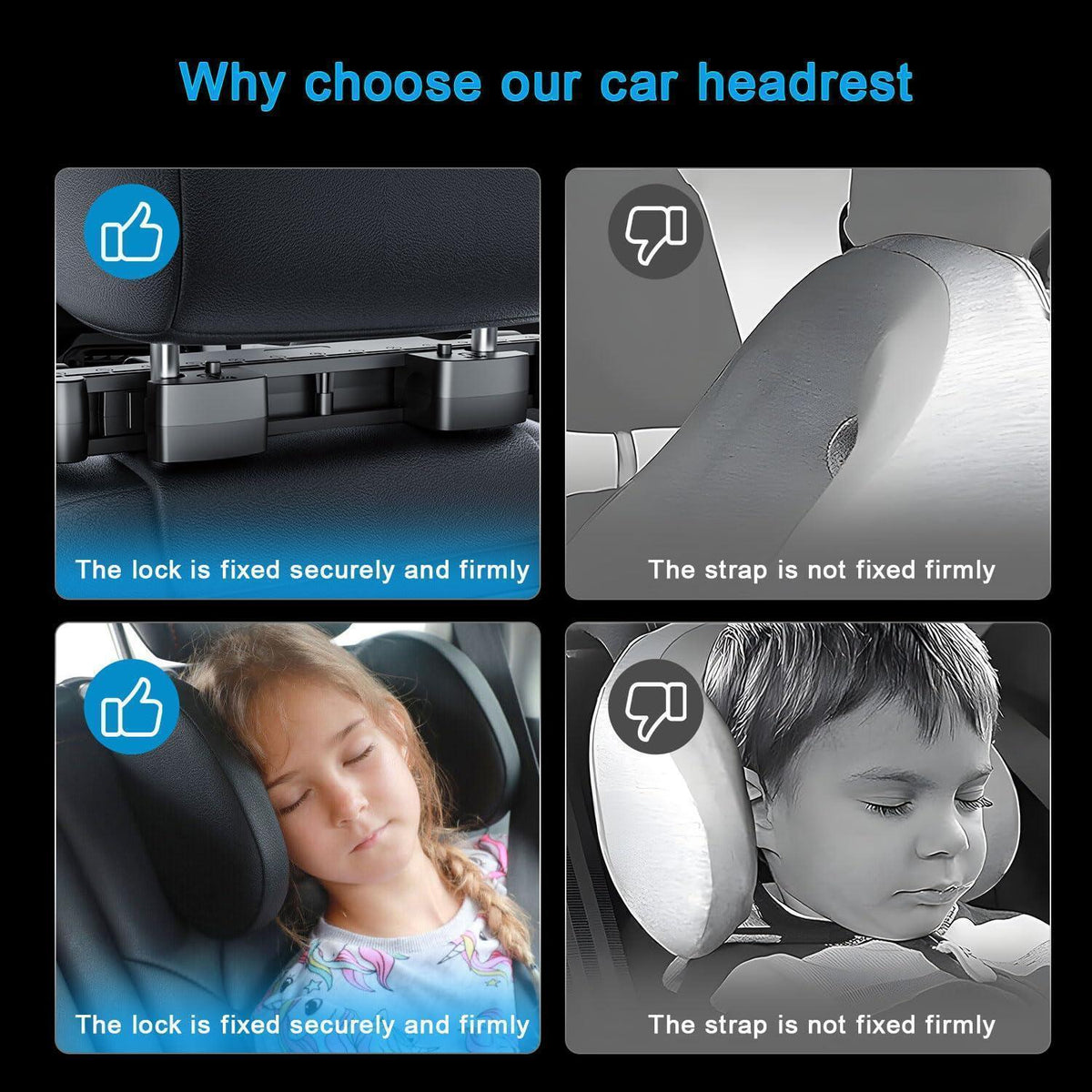 Auto Kopfstütze mit Memory-Schaum, einziehbar, für Kinder & Erwachsene