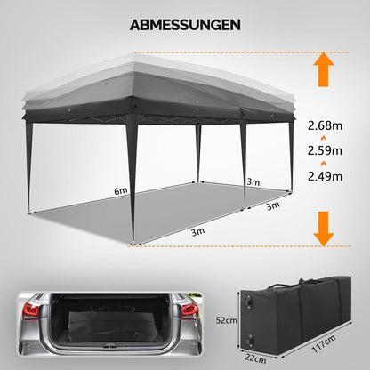 Faltpavillon 3x6m – Wasserdicht & Höhenverstellbar mit Zubehör