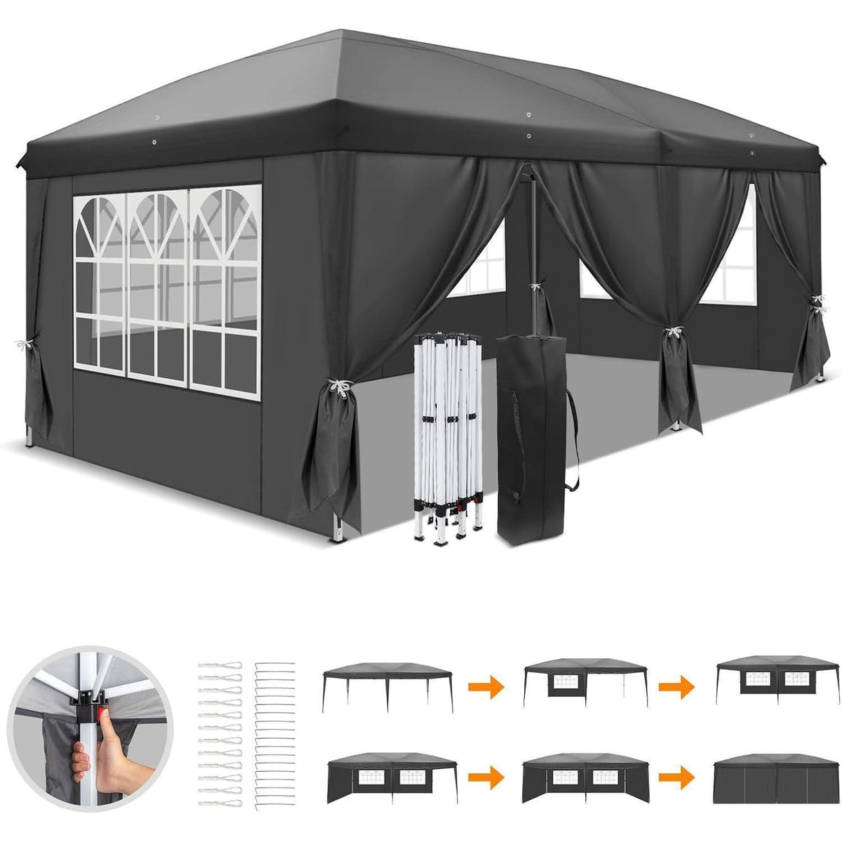 Faltpavillon 3x6m – Wasserdicht & Höhenverstellbar mit Zubehör