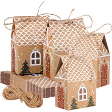 24er Weihnachts-Geschenkboxen Kraftpapier Häuschen