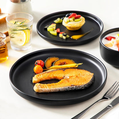 Tafelservice 12 Personen Schwarz Steingut Matt 36tlg Set