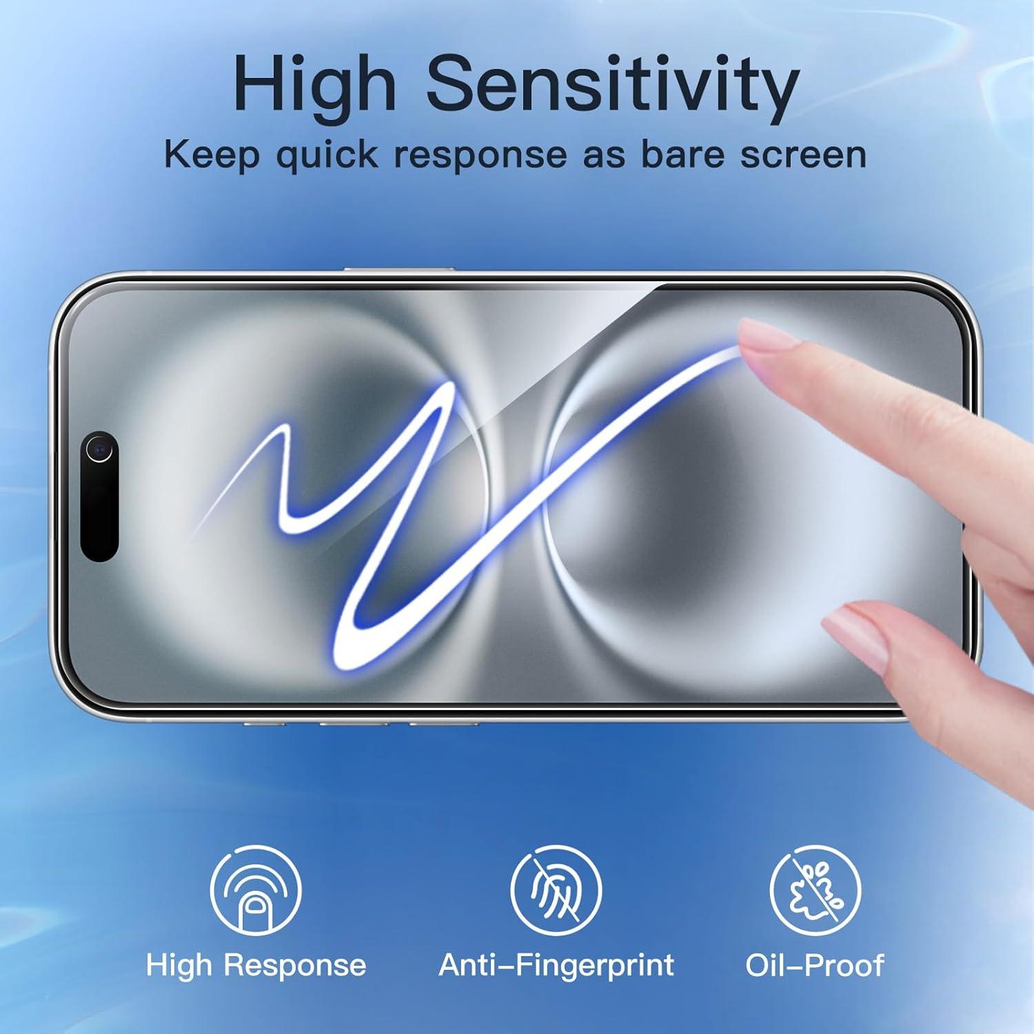 Sichtschutz Schutzfolie iPhone 16 6,1 Zoll Anti-Spy Glas 2 Stück