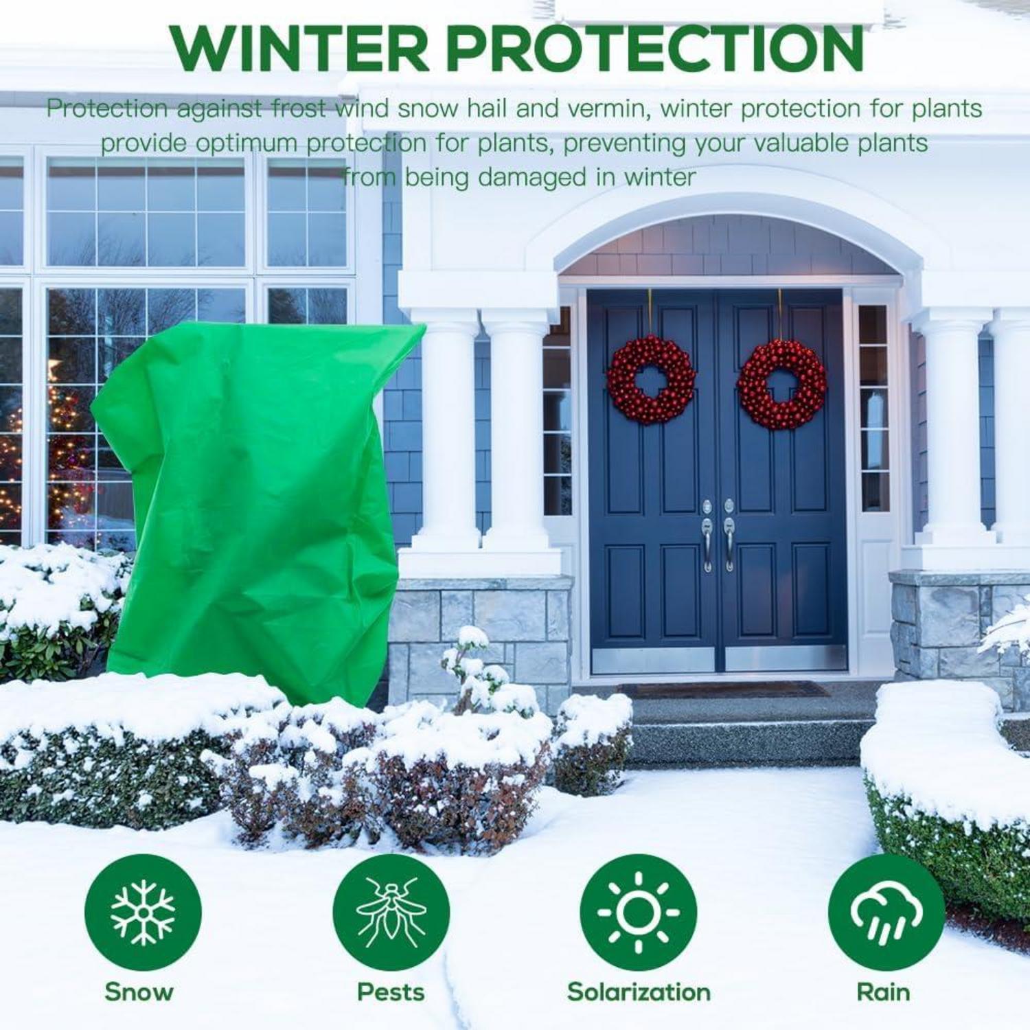 HOVCEH 2er Set Winterschutz Pflanzen 80*120cm Zugband Reißverschluss Frostschutz Atmungsaktiv