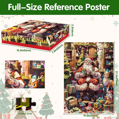 Adventskalender Puzzle Weihnachtsmann 1008 Teile 70x50 cm - 24 Tage voller Überraschungen