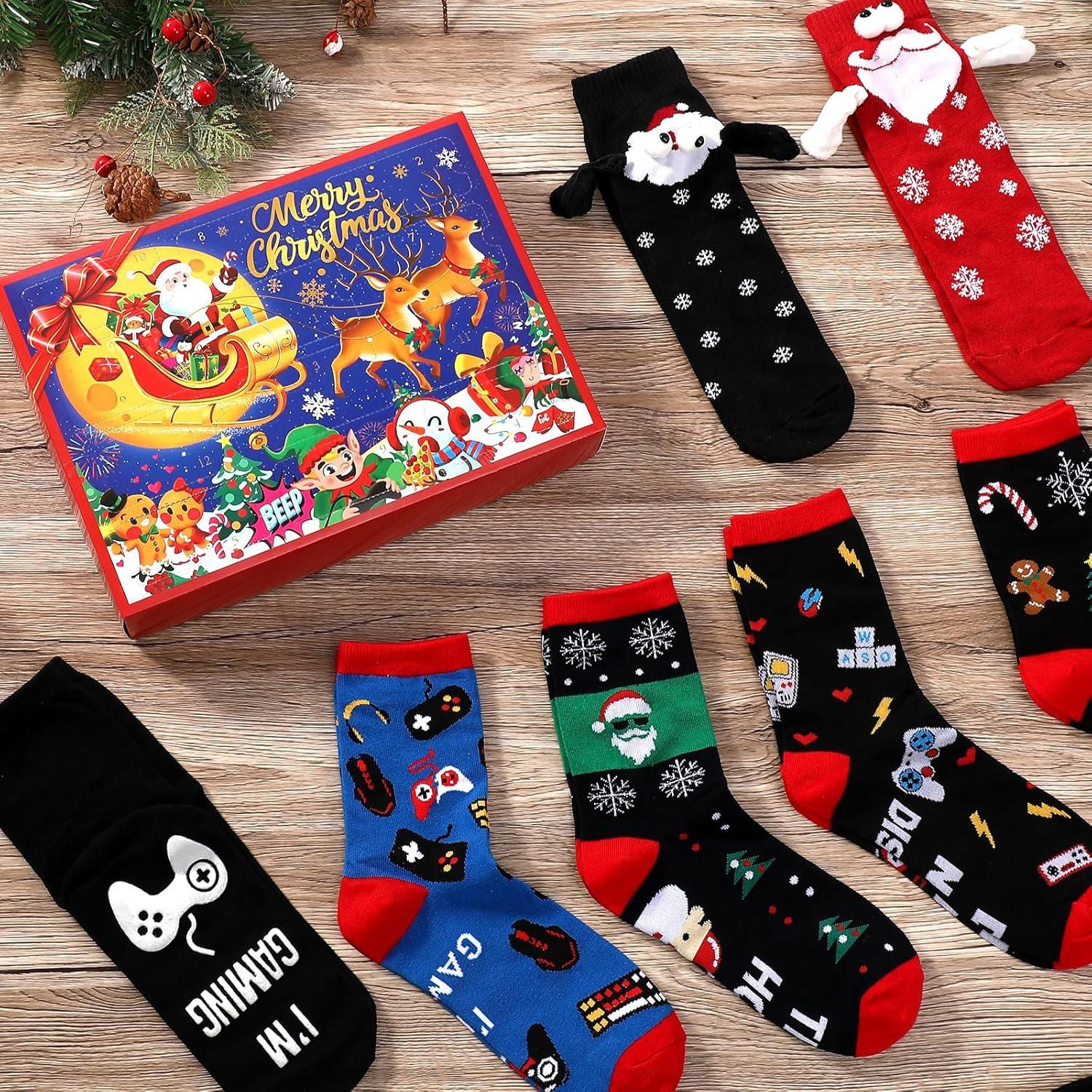 Weihnachtssocken Adventskalender 2024 Frauen Männer lustige Socken 12