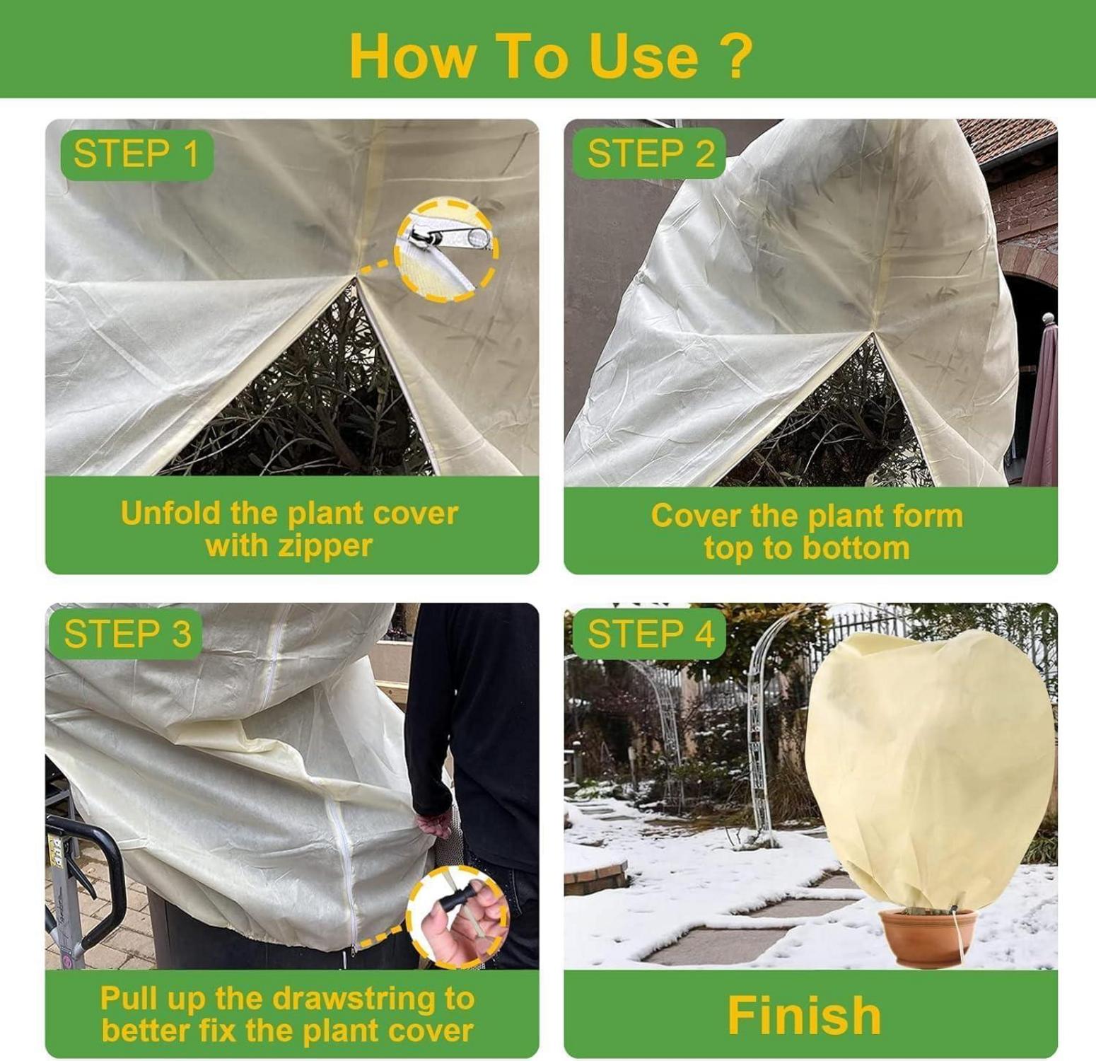 Hydrogarden Pflanzenschutzsack Winter Kälteschutz 100x80cm Beige 4er Set