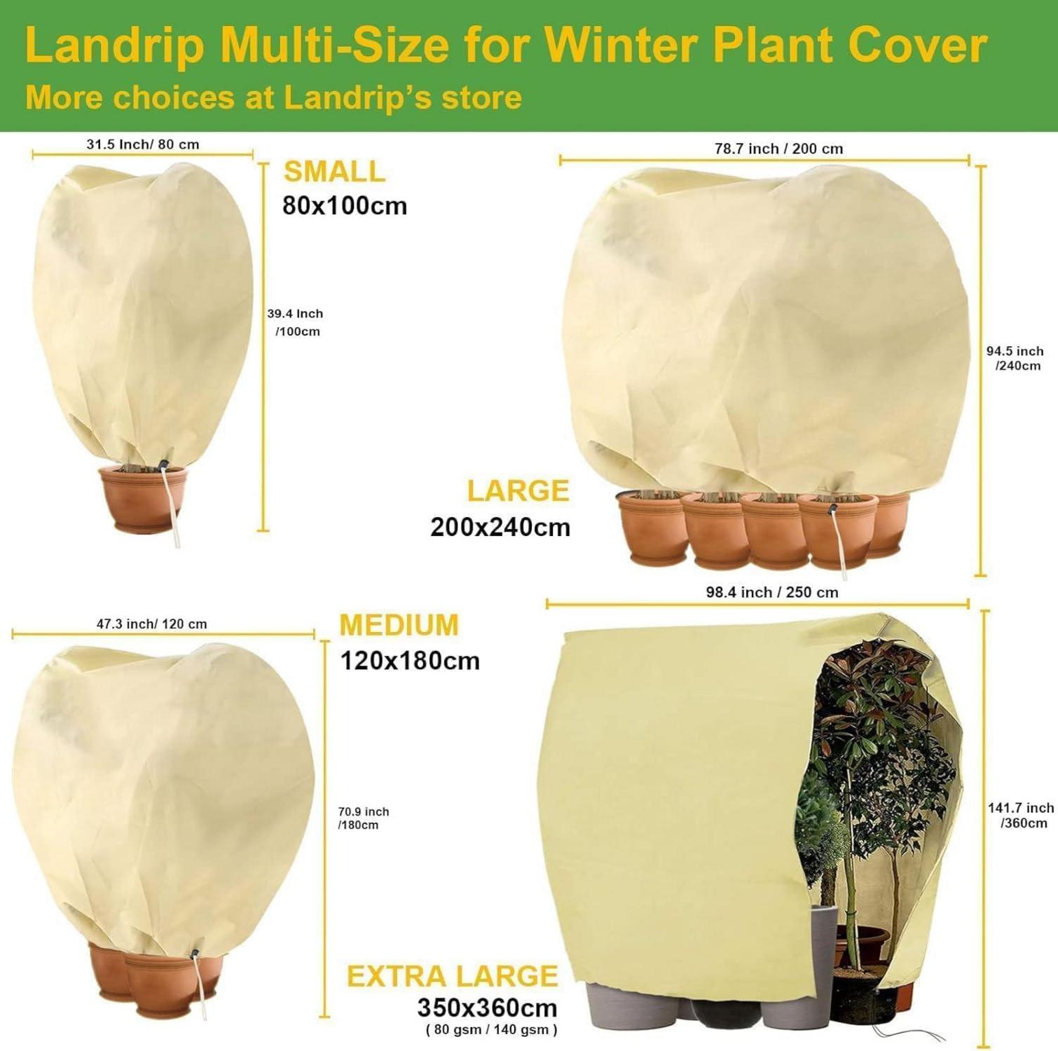 Winterschutz Pflanzen Kübelpflanzensack 100x80 cm Atmungsaktiv Beige