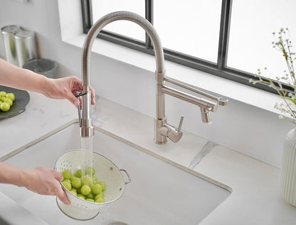 LED Wasserhahn Küche mit Ausziehbarer Brause - 360° Schwenkbar Spiralfeder