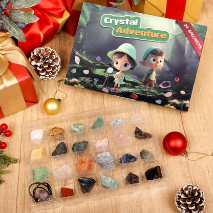Edelstein Adventskalender 2024 Kristalle Mädchen Jungen Weihnachtsgeschenke