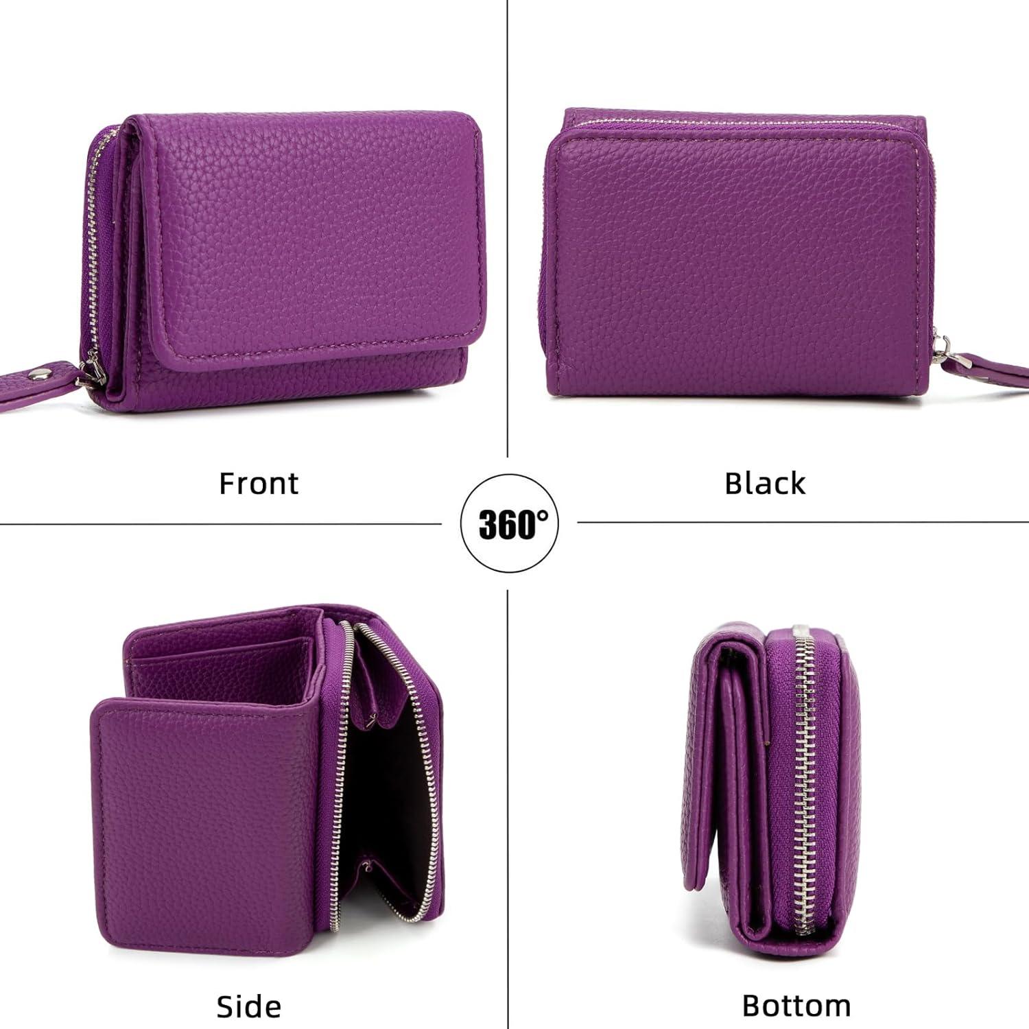 Damen Trifold Leder Geldbörse mit Münzfach und 6 Kartenfächern