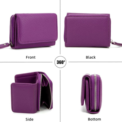 Damen Trifold Leder Geldbörse mit Münzfach und 6 Kartenfächern