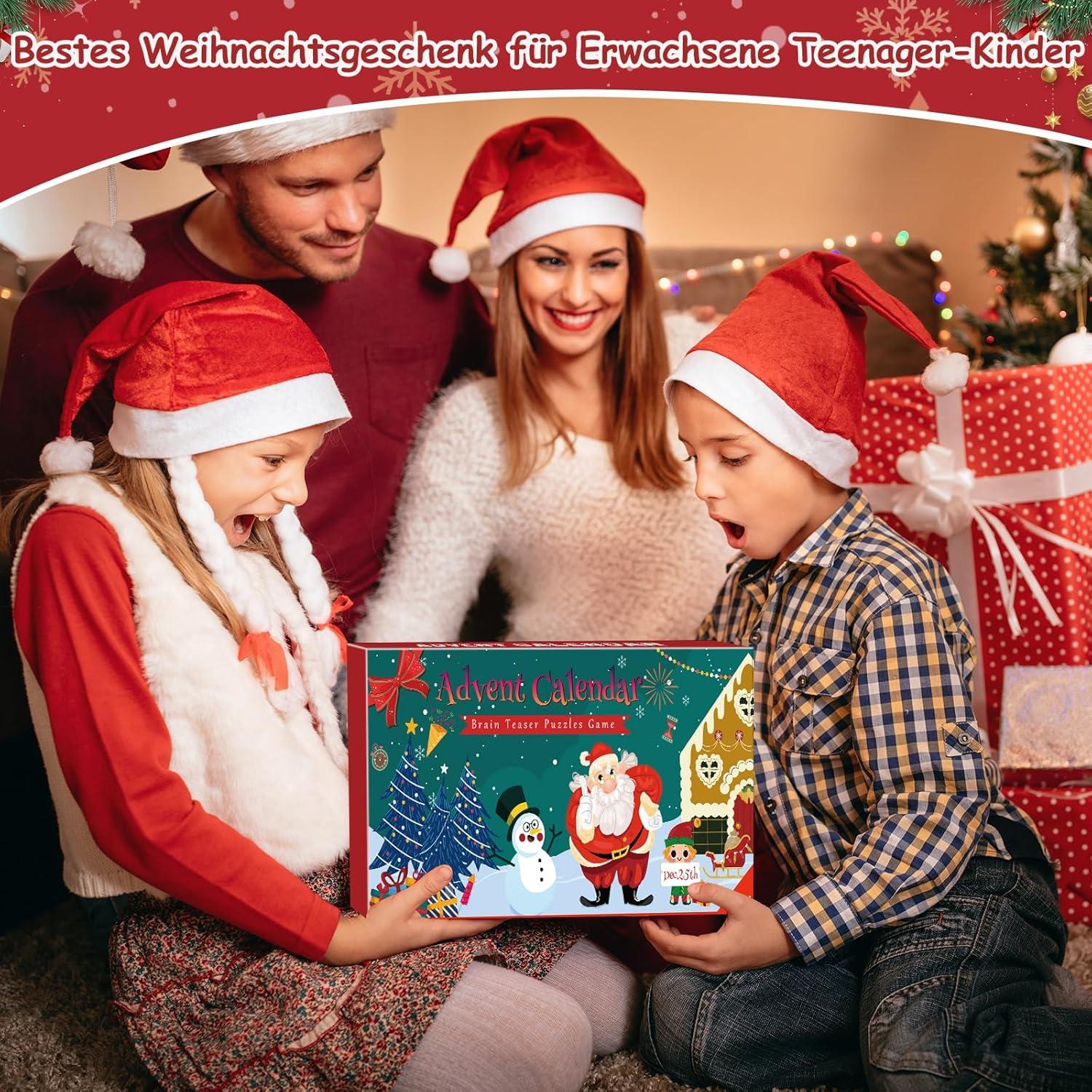 Knobelspiele Adventskalender 2024 Metall Holz 3D Puzzle Weihnachts Geschenke