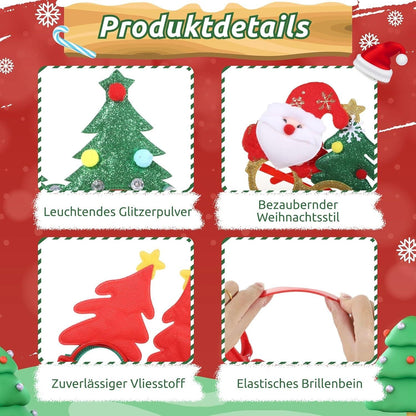 24 Stück Weihnachtsbrillen Set für Partydekoration Festliche Glitzerbrillen