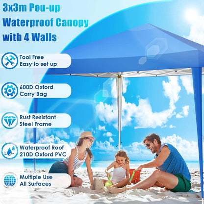 Pavillon 3x3m Wasserdicht Stabil Faltpavillon Pop up Gartenpavillon