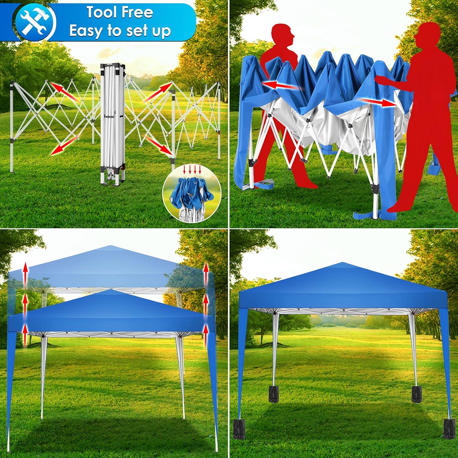 COBIZI Pavillon 3x3m Wasserdicht Pop up Partyzelt Blau