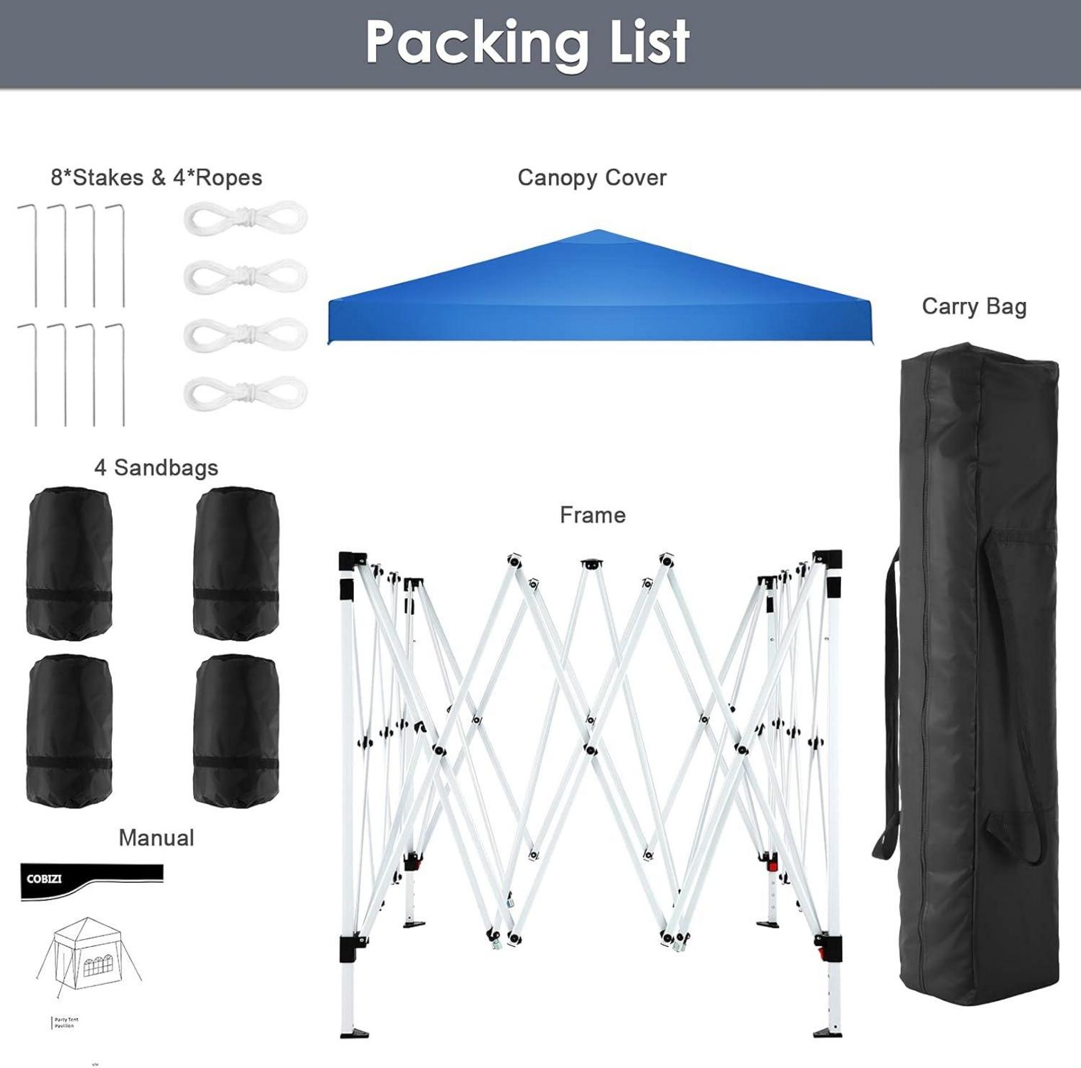 COBIZI Pavillon 3x3m Wasserdicht Pop up Partyzelt Blau